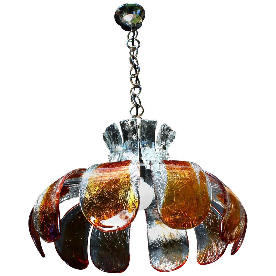 Unique Carlo Nason Amber Chandelier for Mazzega, Italy, 1970s