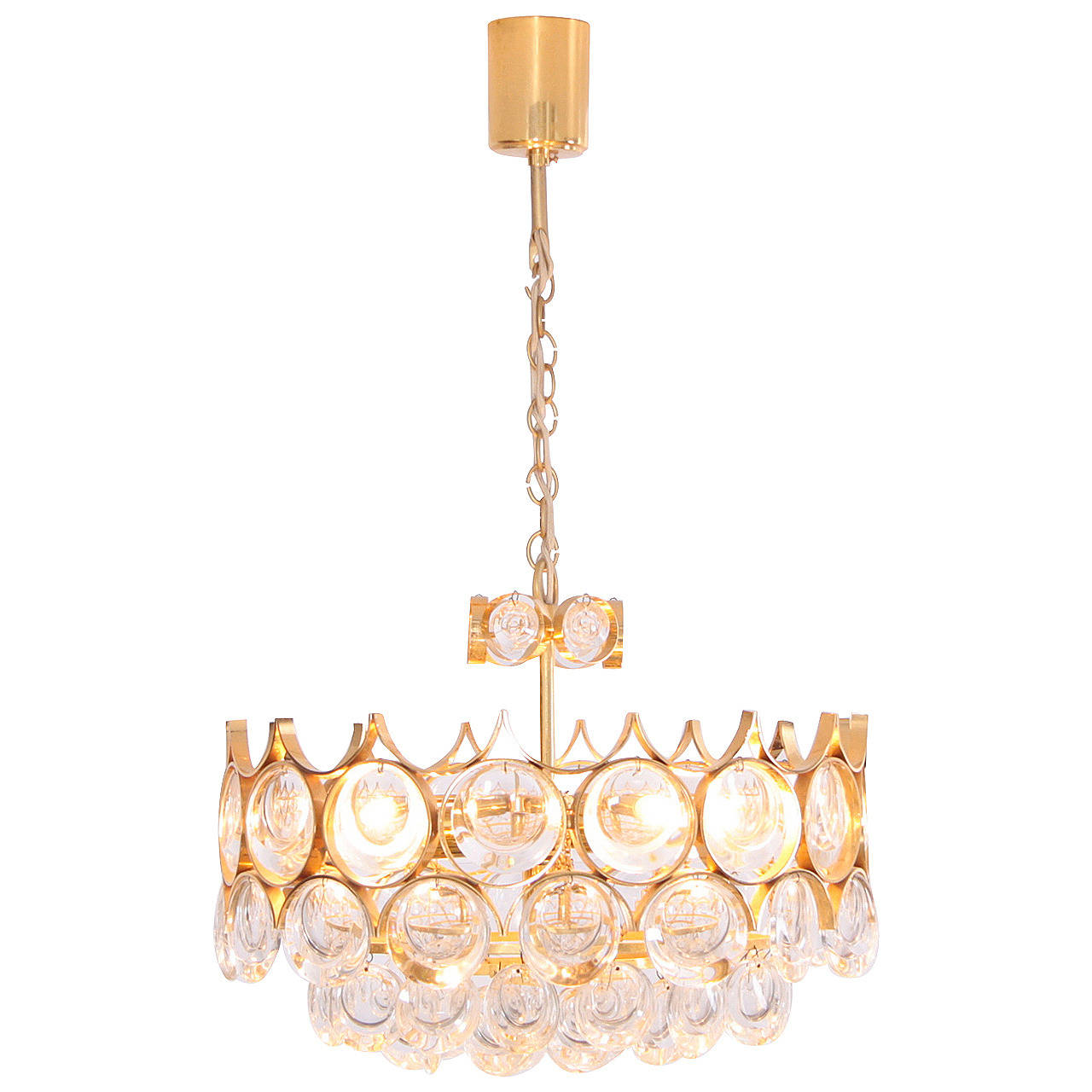 Stunning Gilded Brass and Glass Palwa Chandelier