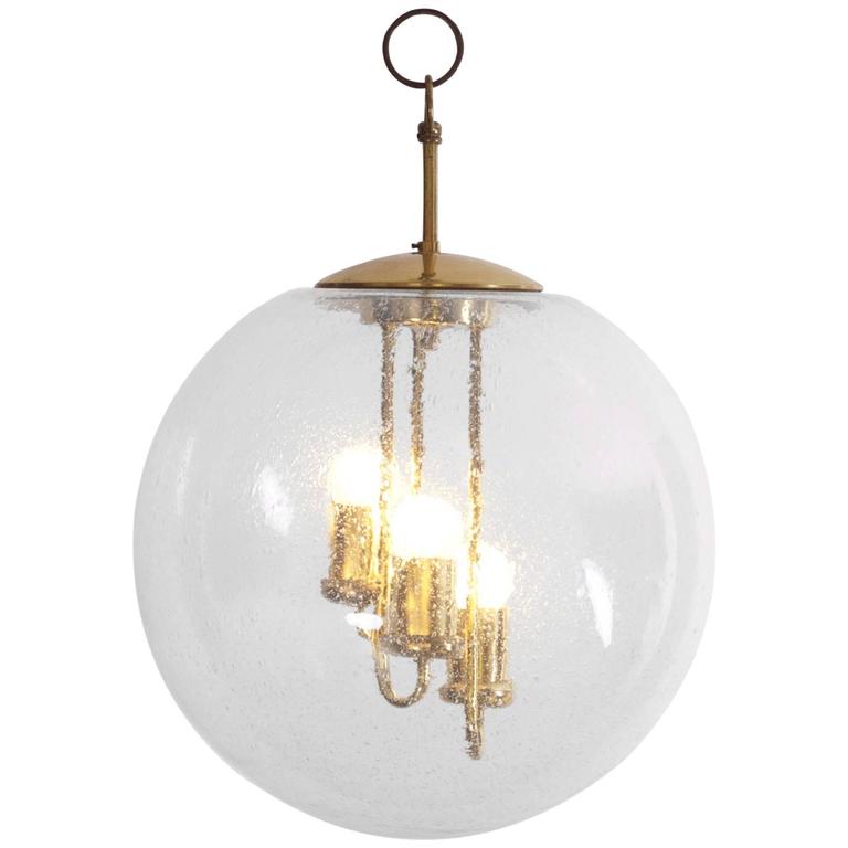 Huge Round Brass Sputnik Chandelier or Pendant Lamp by Doria
