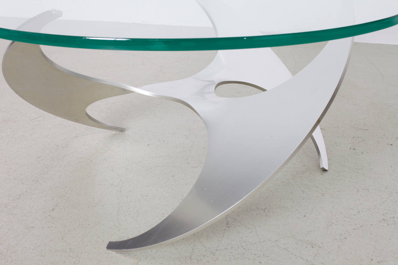 Aluminum and Glass Propeller Coffee Table by Knut Hesterberg for Ronald